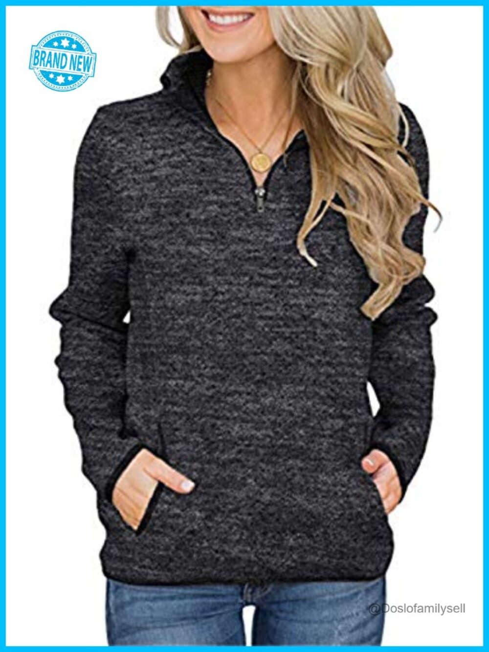 Women's Quarter Zip Fleece Pullover Sweatshirt with Pockets